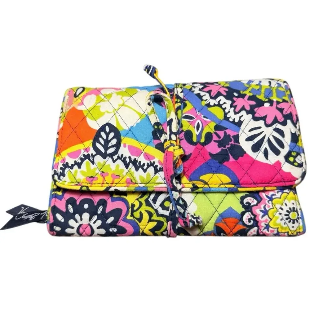Vera Bradley All Wrapped Up Jewelry Roll Travel Organizer Bag Quilted Rio Print